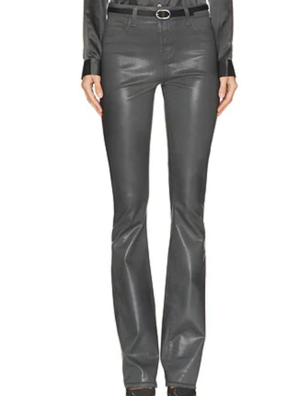 L'agence High Rise Baby Bootcut Coated Cotton Stretch Grey Pants Jeans 27